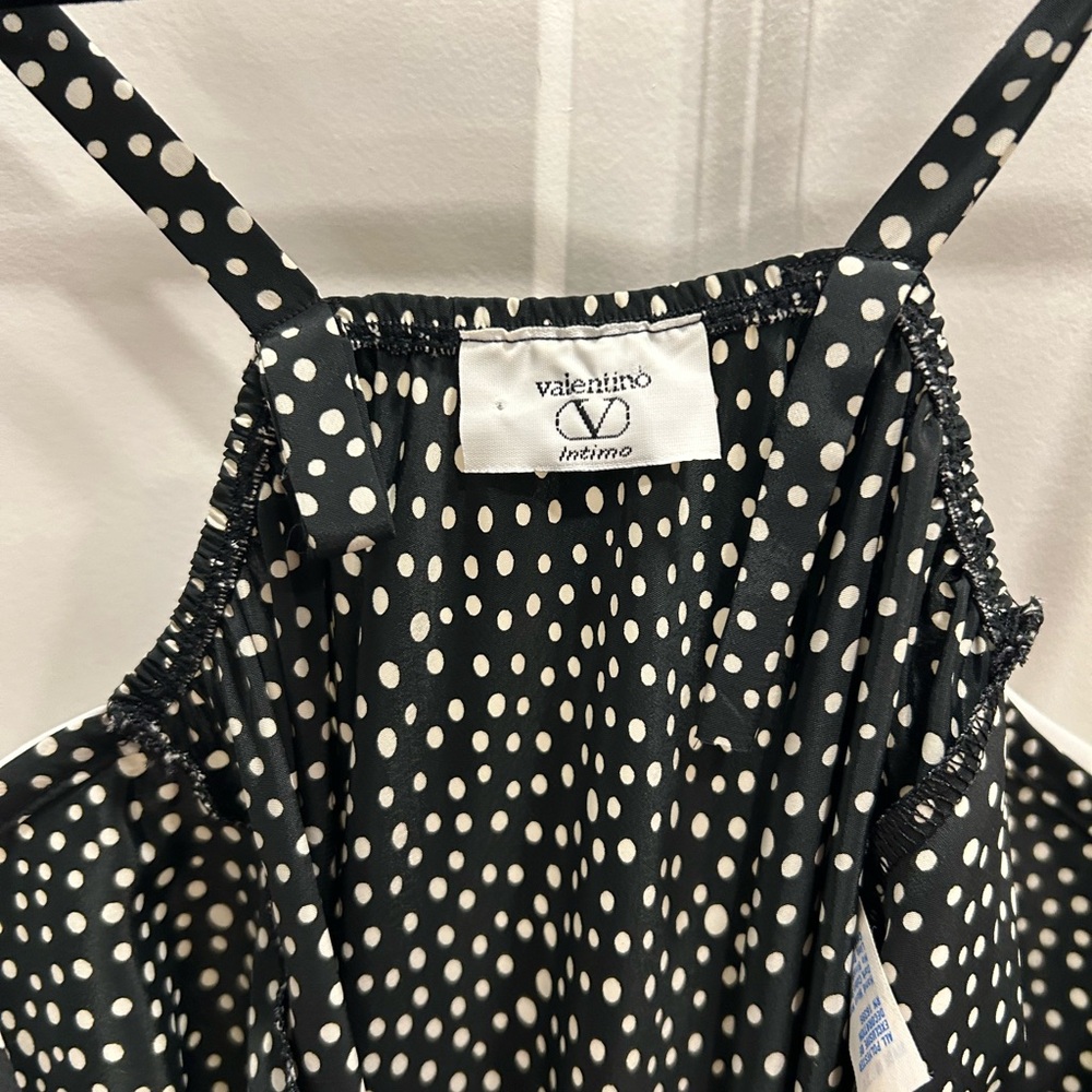 SOLD Vintage Valentino Intimo Black Polkadots Night Gown + Wrap Dress Set - Picture 7 of 16